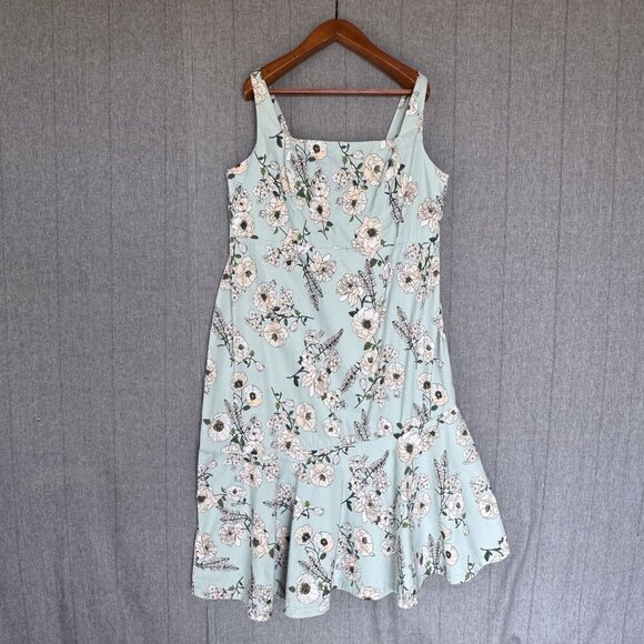 Anthropologie The Ariana Square-Neck Asymmetrical Ruffle-Hem Dress Plus Size 3X - Picture 3 of 17